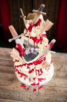 Choccywoccydoodah Game of Thrones Red Wedding Cake photographed by Heather Elizabeth Wilkinson